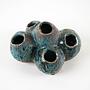 Flower Frog Vase Ceramic Turquoise 1960s 1