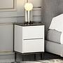 Imaj Nightstand Wood Veneer White Black Gold 1