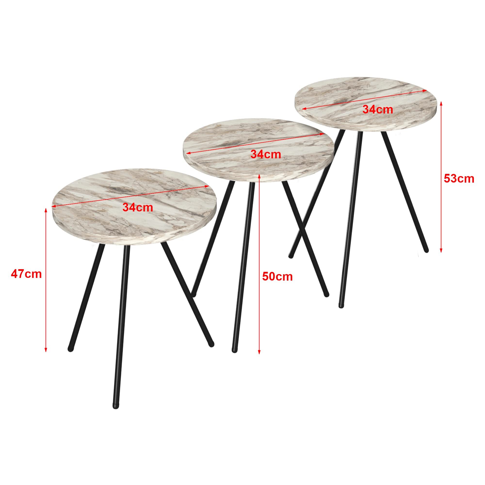 Set Beistelltisch Metall Weiß  3