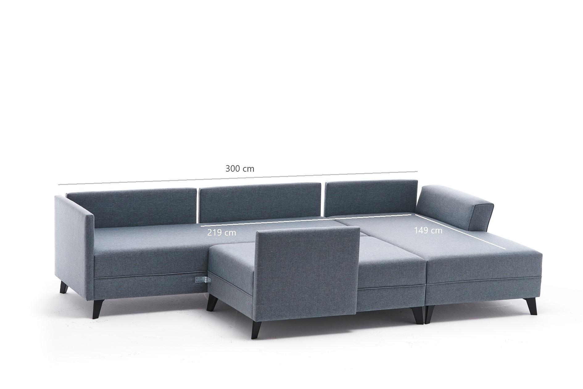 Belen Sofa Bed 4-Seater Blue 8