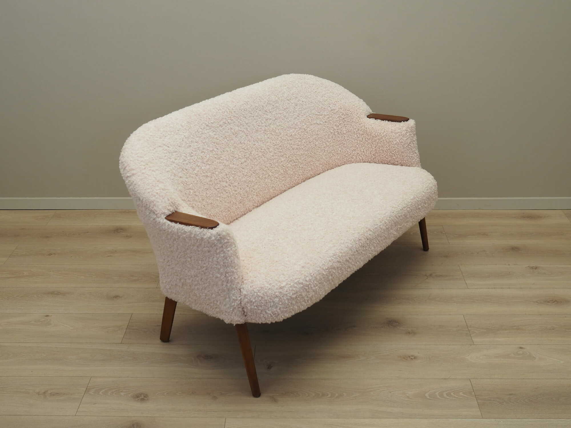 Vintage Sofa Fabric Wood Cream 1970s 9