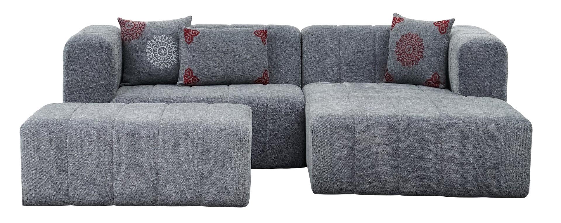 Beyza Sofa Récamiere Rechts mit Hocker Grau 9