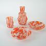 Glass object set Orange 1970s 4