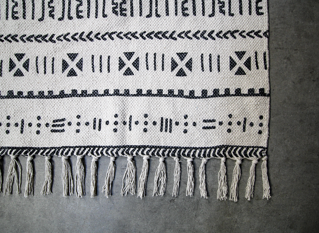 Teppich Baumwolle Schwarzweiß 1