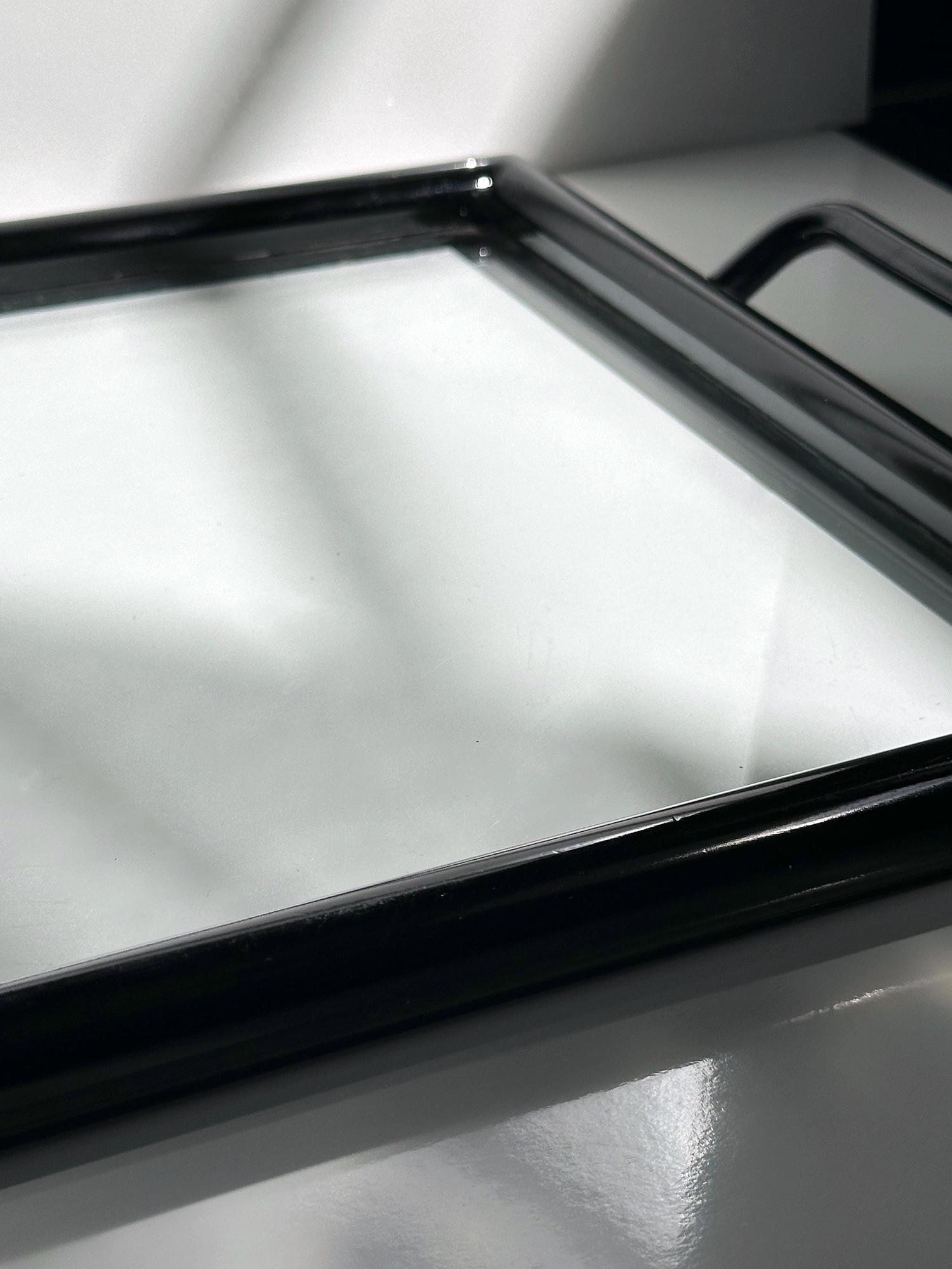 Vintage Tray Wood Glass 1980s 4