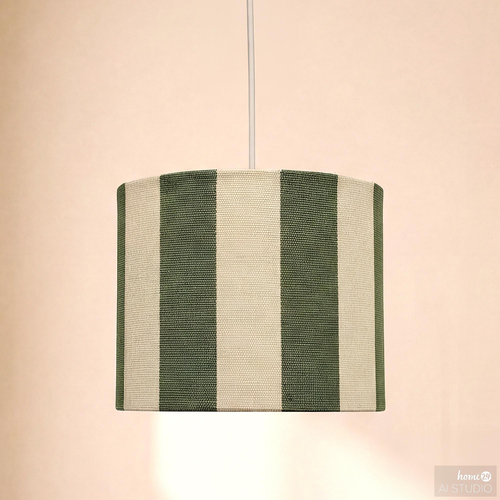 Pendant light Lirum iron / linen 1-bulb green 1