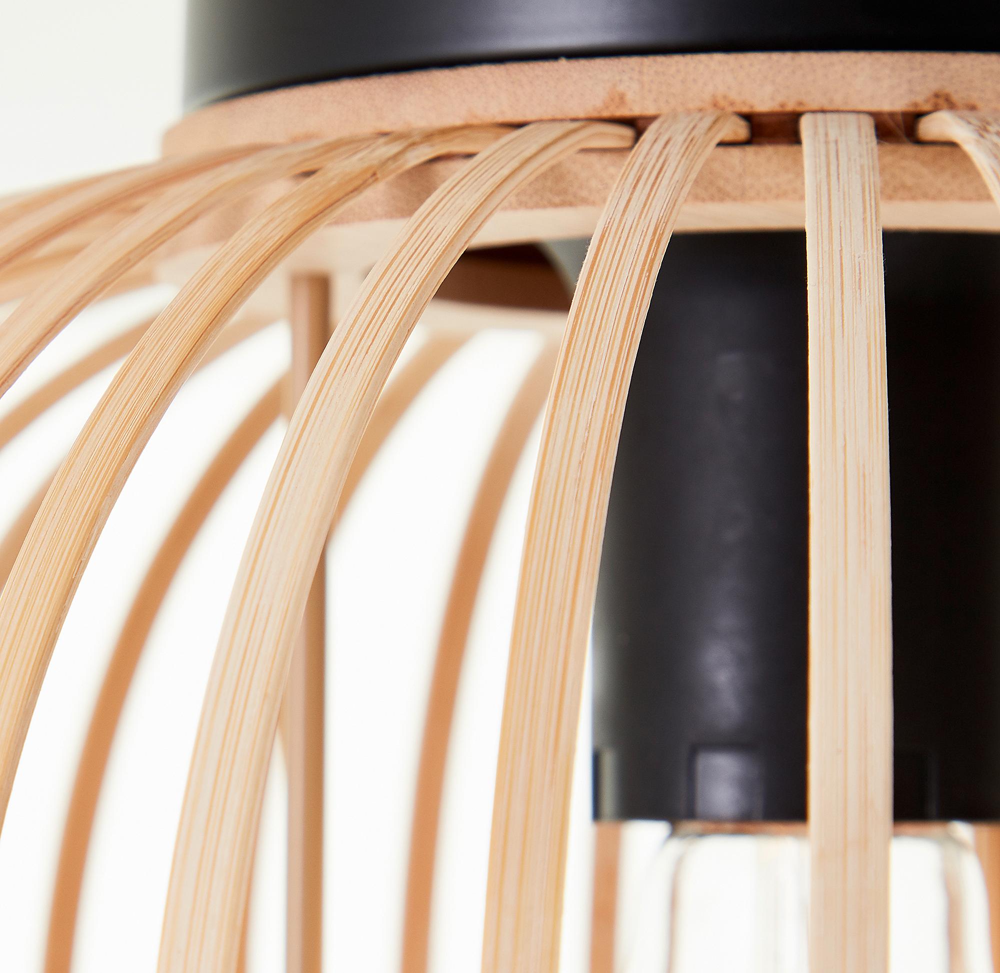 Deckenleuchte Enca Eisen / Bambus Schwarz 1-flammig 2