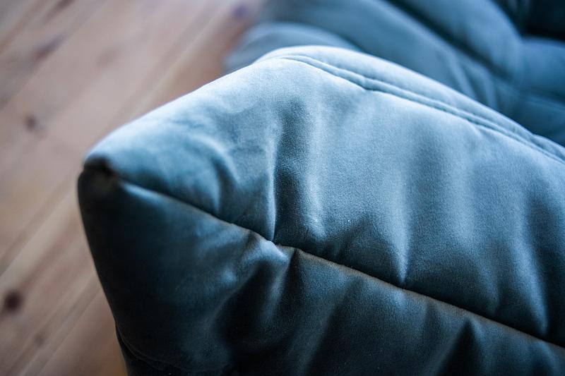 Togo Divano angolare velluto blu azzurro 4