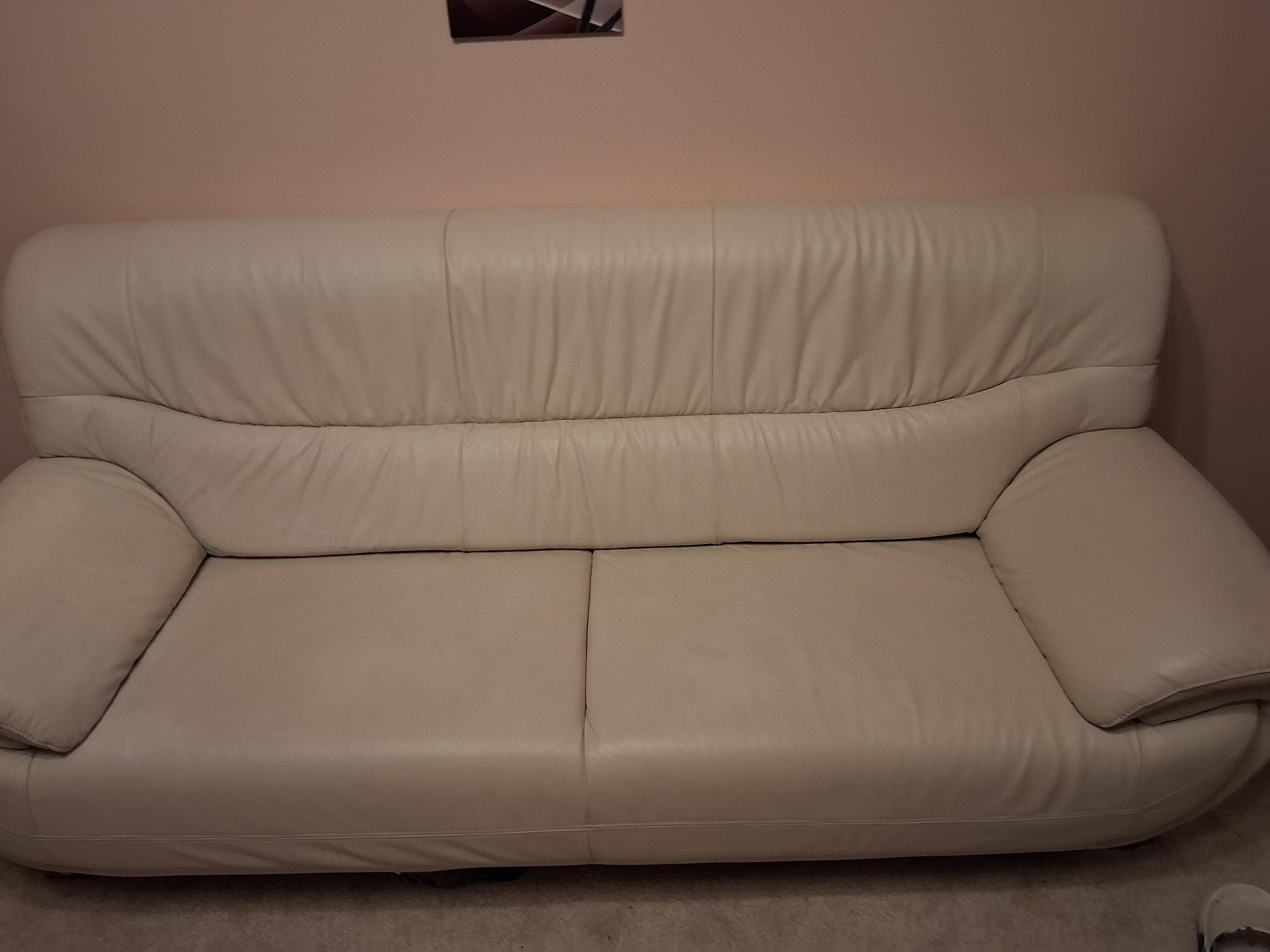 Sofa 3-Seater Leather White 0