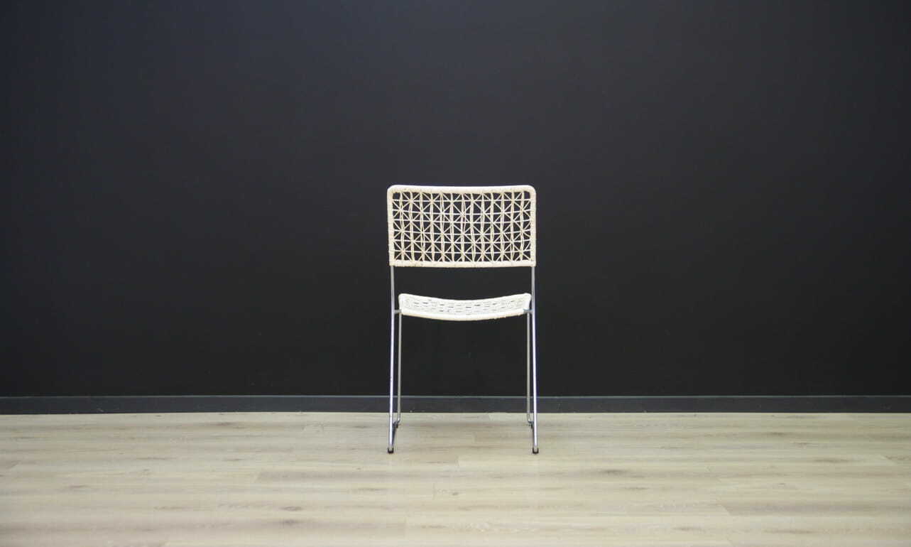 2x Vintage Stuhl Metall Weiß 1960er Jahre 9