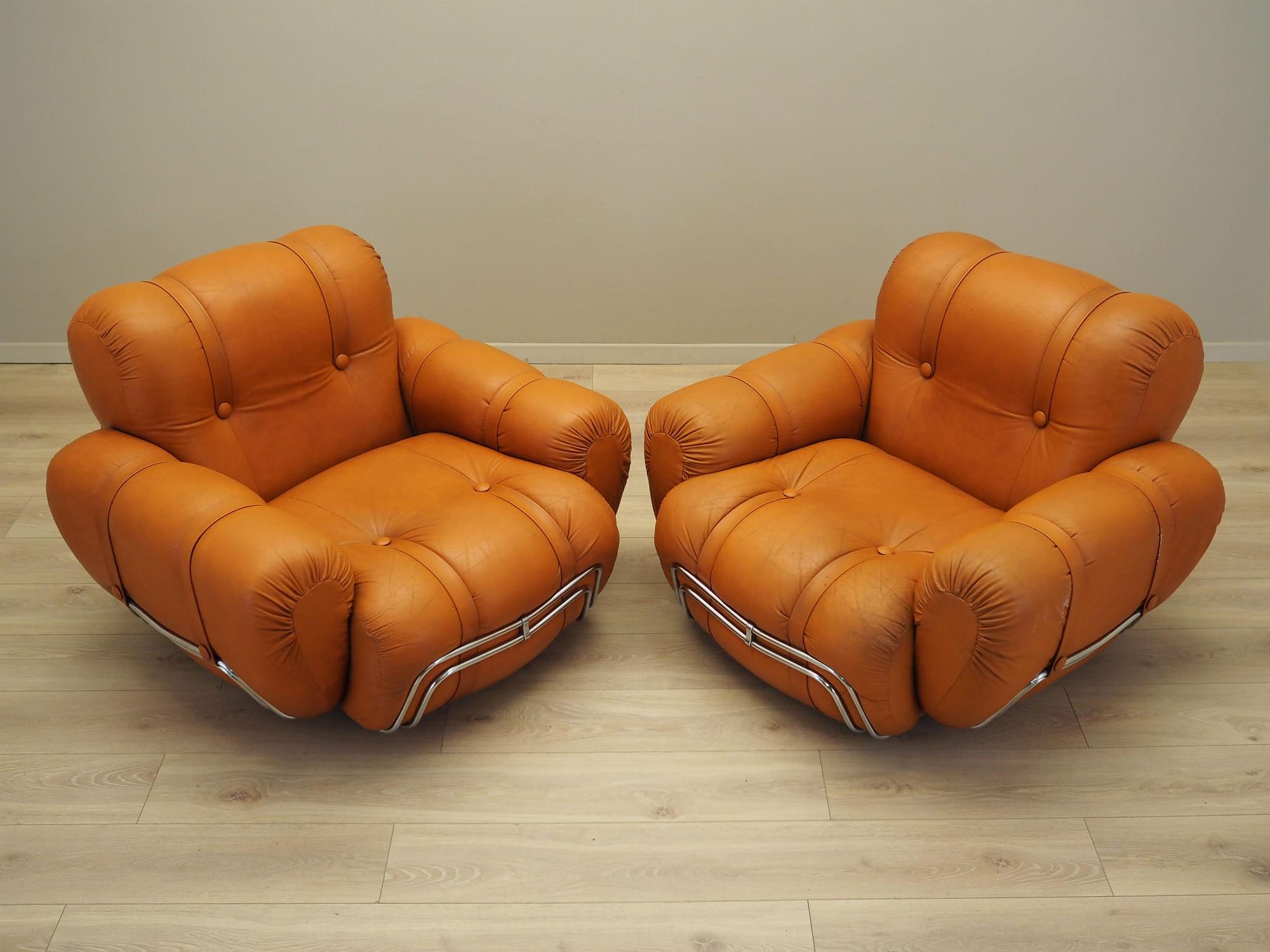 2x Space Age Armchair Orange 1960s 7
