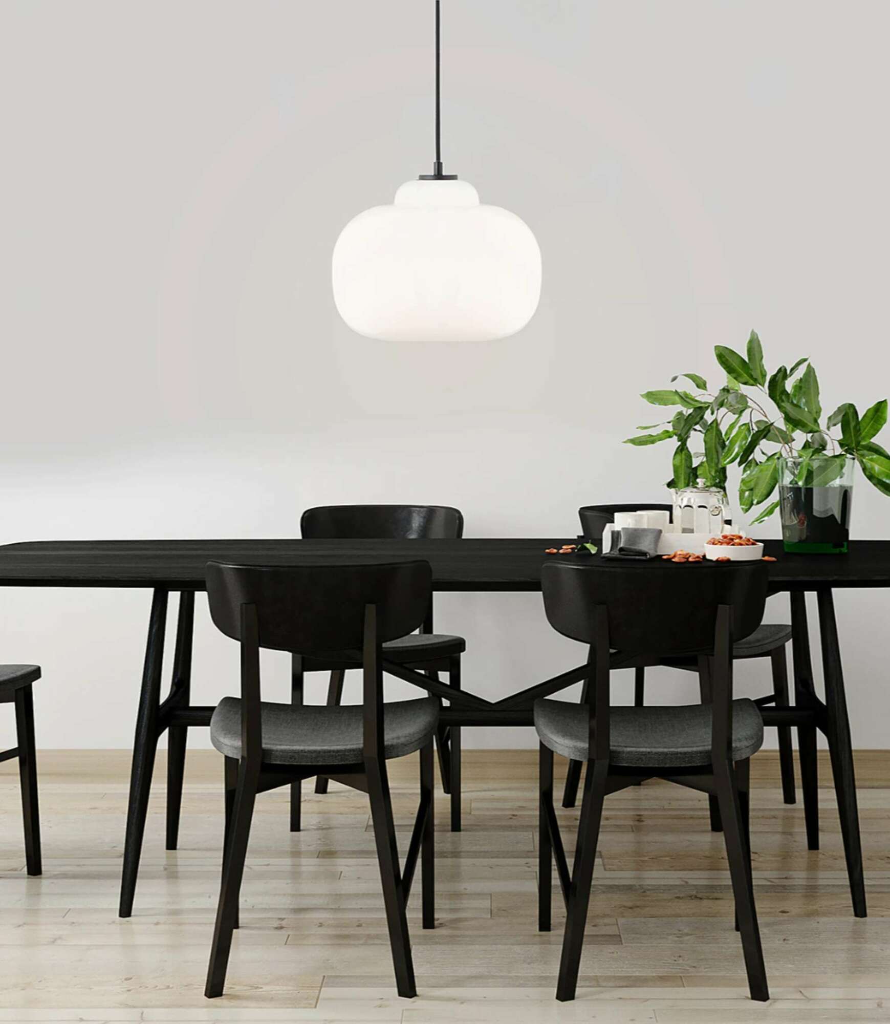 Pendant light 1-light glass metal white 4