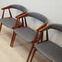 4x Vintage Chair Teak Wood Leather Gray 1960s 2