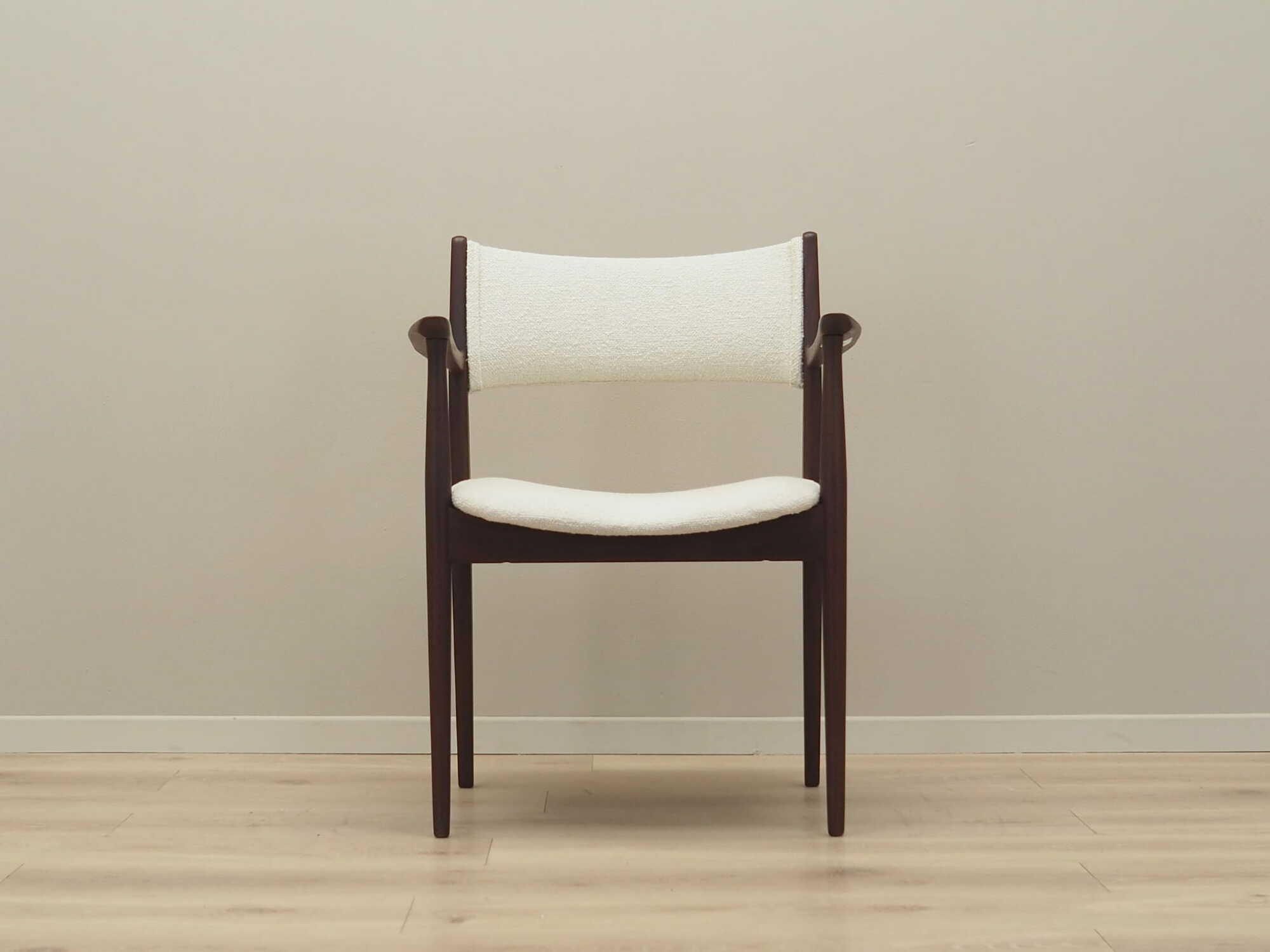 Vintage armchair Teak wood Textile Cream 1960s 1