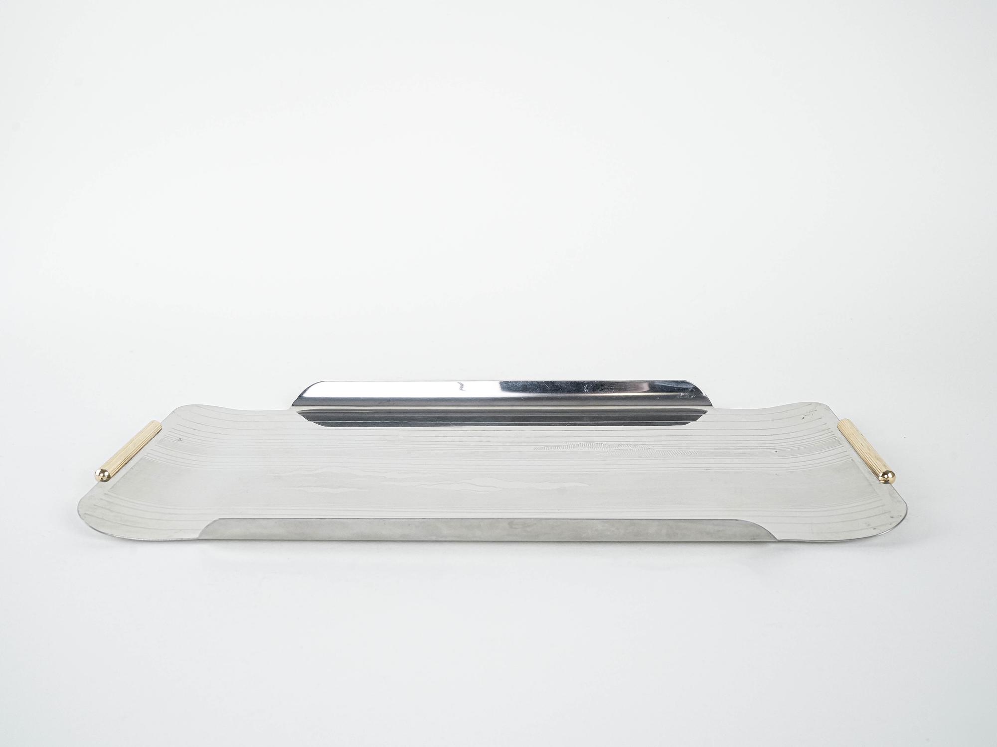 Stainless steel tray, Italian design, 1970s, made in I 1