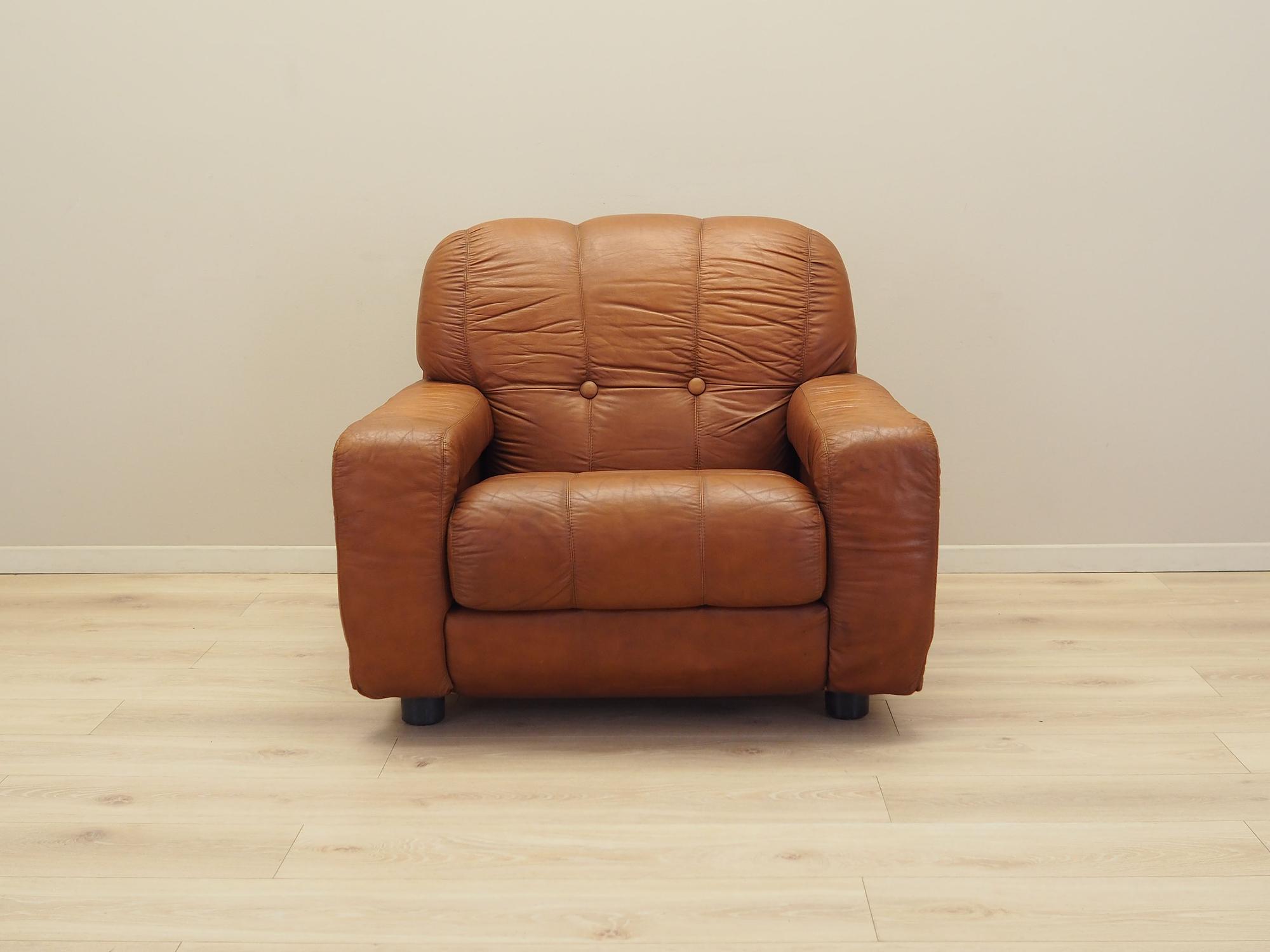 Sessel Leder Braun 1970er Jahre 2