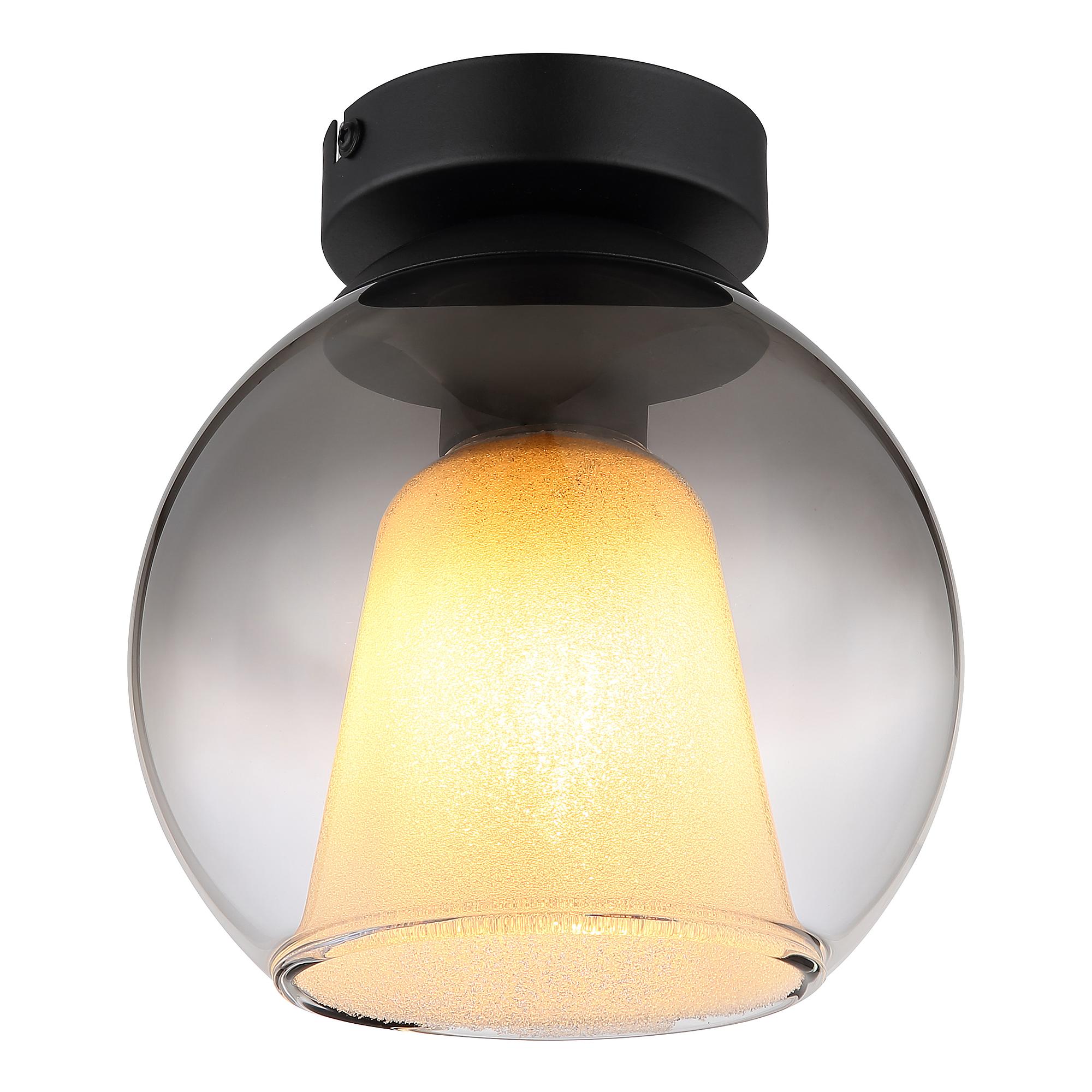 Barry Typ B Deckenleuchte 1-flammig Rauchglas Eisen 3