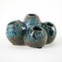 Flower Frog Vase Ceramic Turquoise 1960s 4