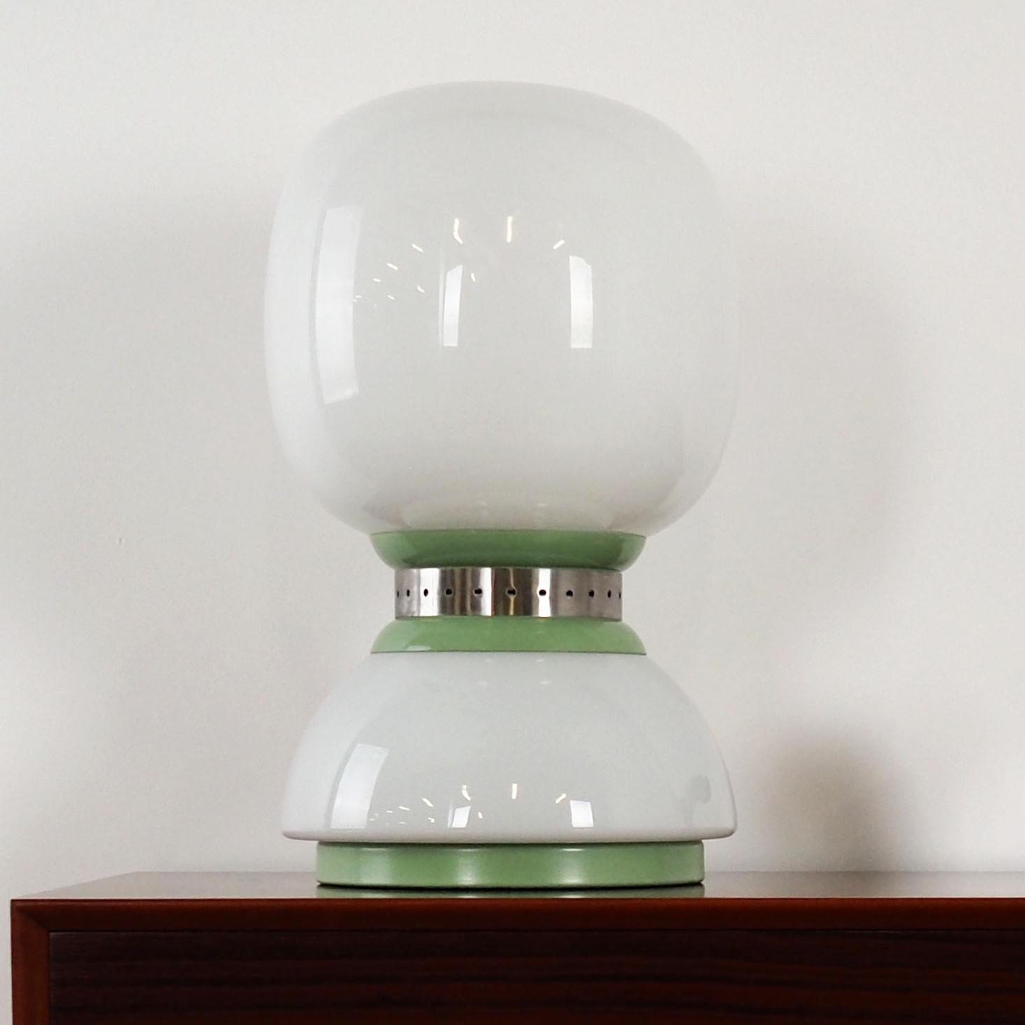 Tischlampe Metall Glas 1970er Jahre 1