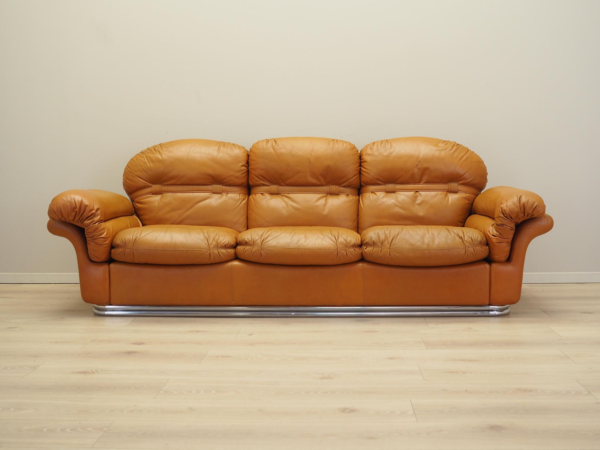 Sofa Leder Braun 1960er Jahre 1