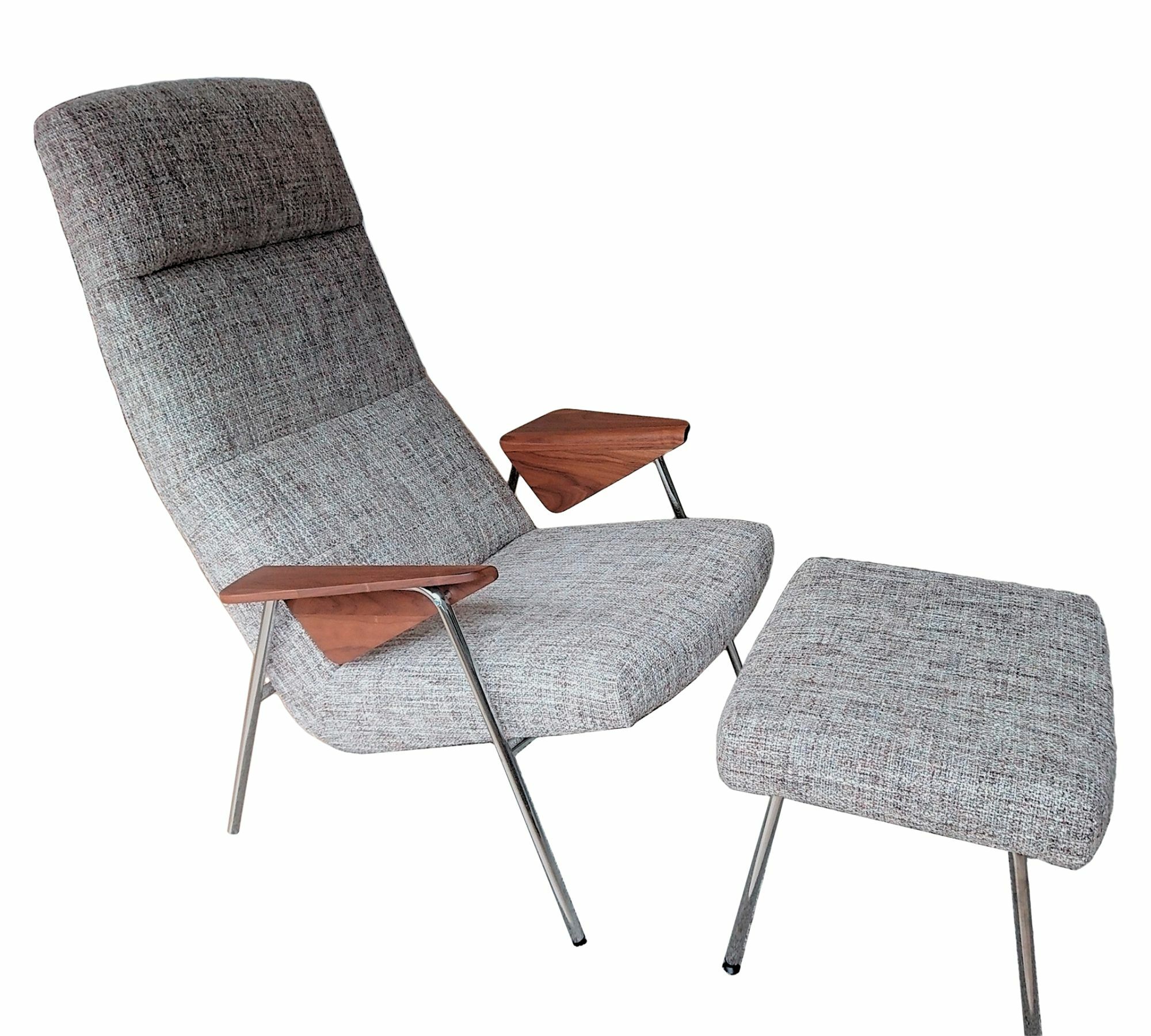 Votteler 368 Sessel inkl. Hocker Textil Metall Holz Grau 0