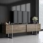 Luxe TV-Schrank Holz Walnuss Silber 1