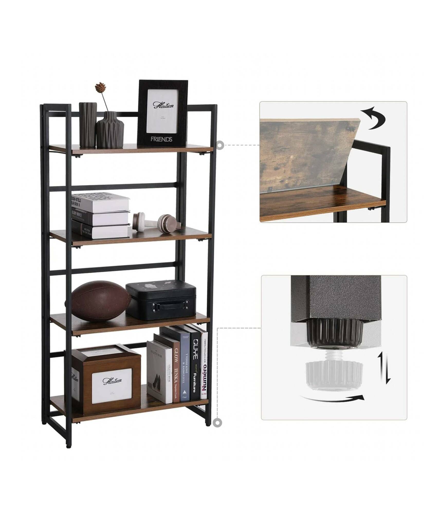 Regal Holz Metal Braun Schwarz 2