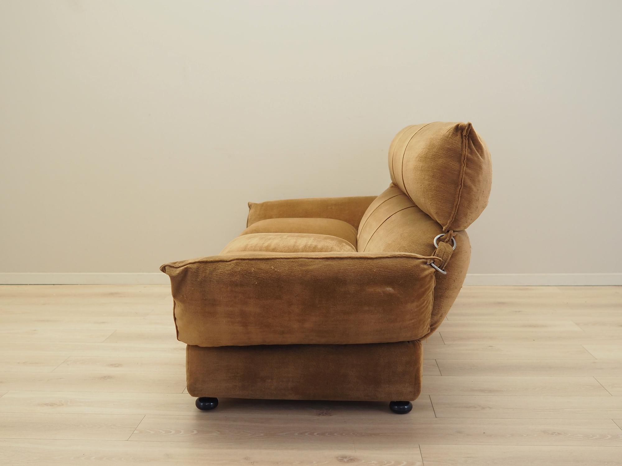 Sofa Velours Braun 1970er Jahre 3