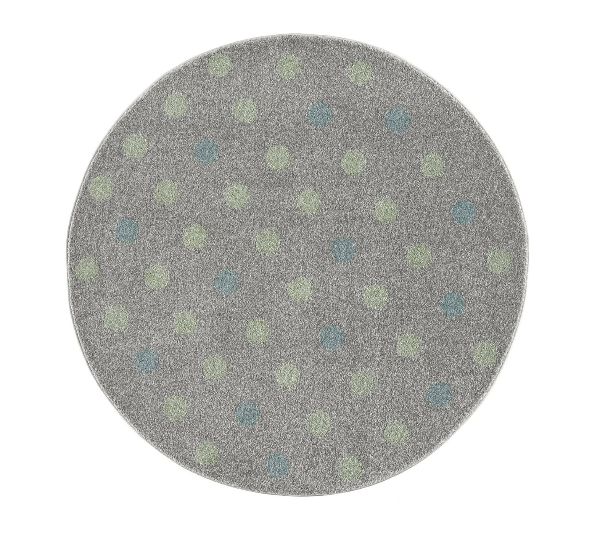 Kurzflorteppich Rund Kunstfaser Grau Polka Dot 0