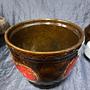 Vintage Keramik Blumentopf Rot Braun 2