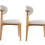 2x Lionte Dining chair Wood veneer White 2