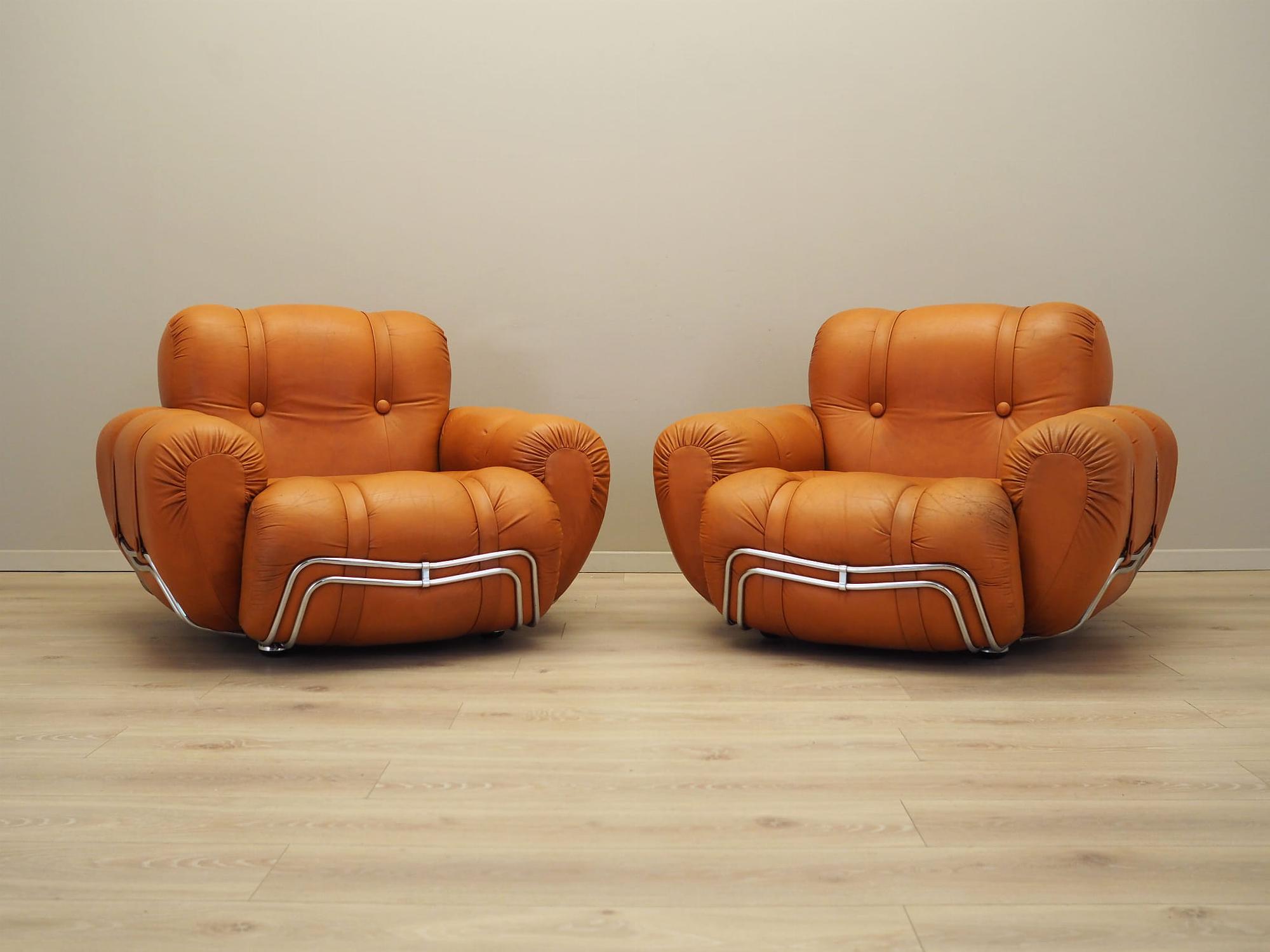 2x Space Age Armchair Orange 1960s 2
