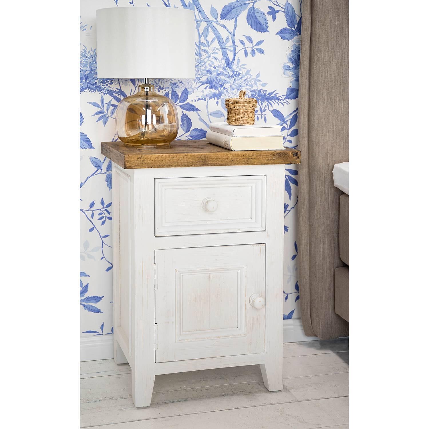 Balignton Nachtkommode Kiefer Massivholz Weiß 0