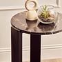 Palermo Runder Marmorplatte Beistelltisch Holz Schwarz 4