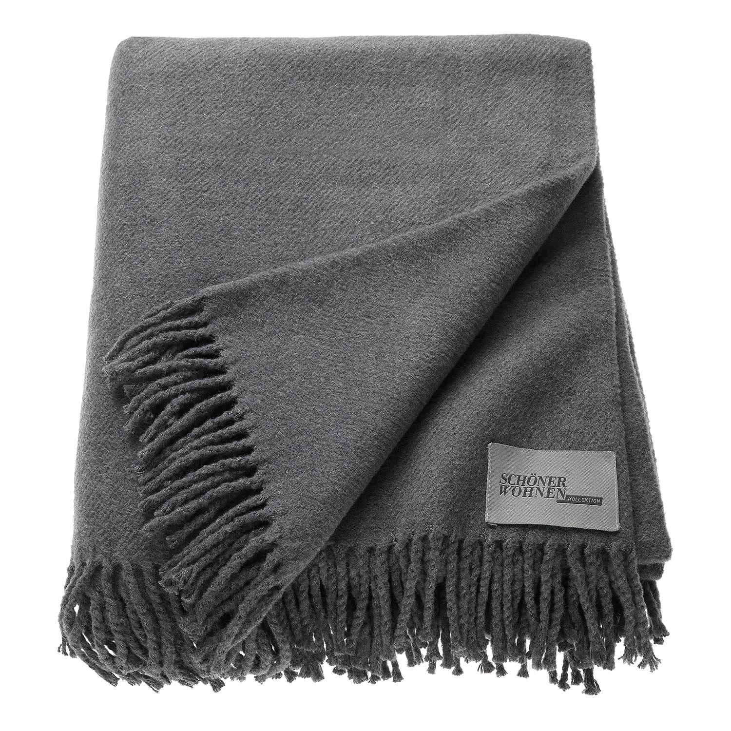 Plaid Basics Decke Mischgewebe Basalt 0