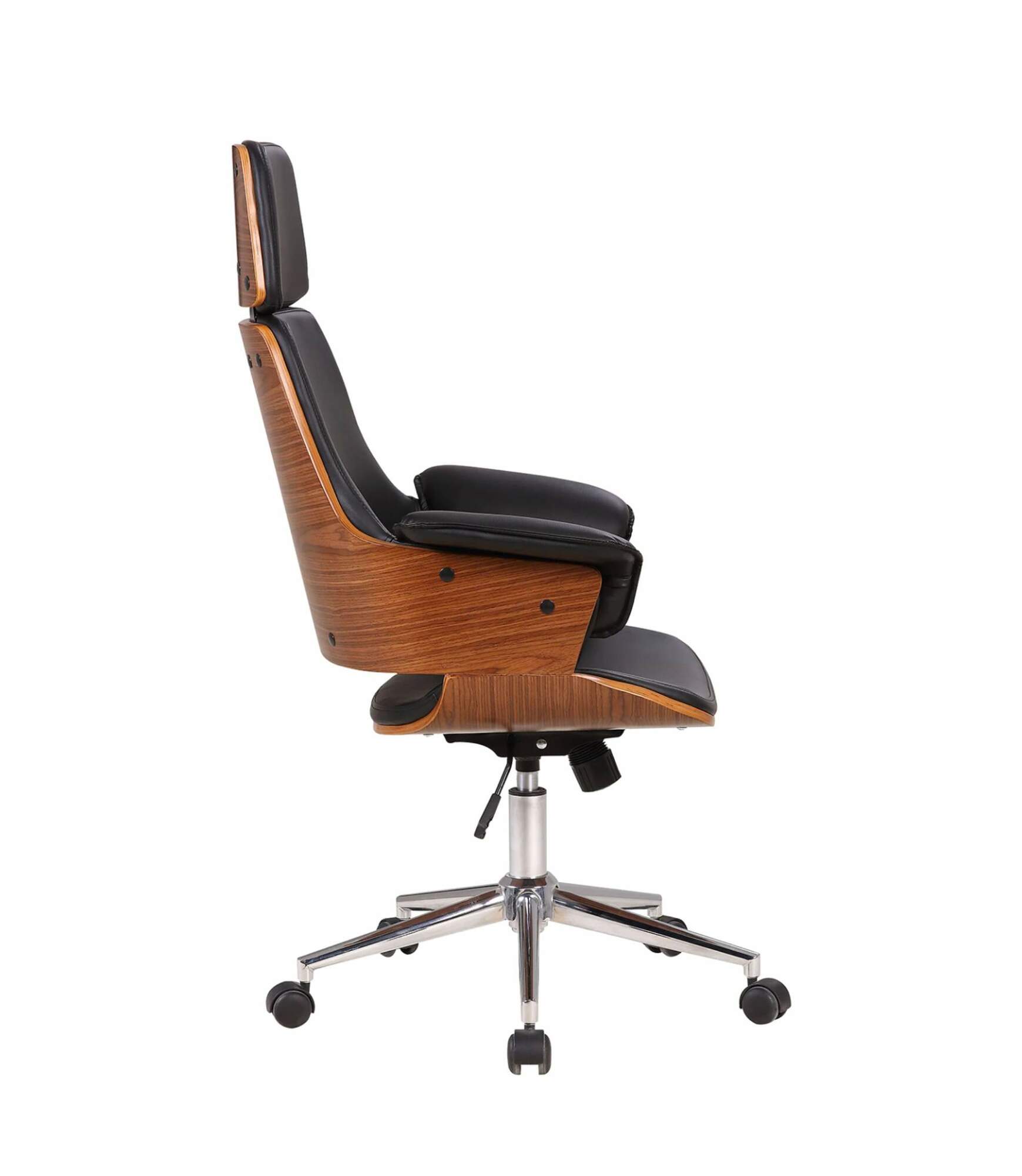 Bürostuhl Kunstleder Schwarz Walnuss 2