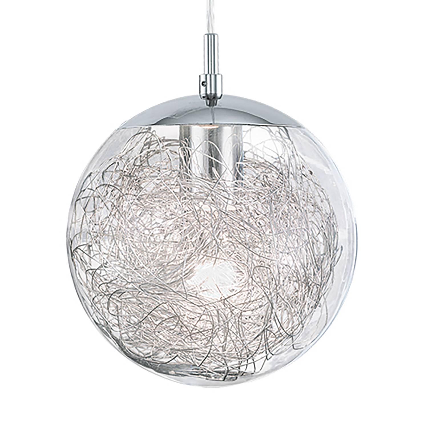 Pendant lamp Luberio Glass Aluminum 1-bulb Silver 0
