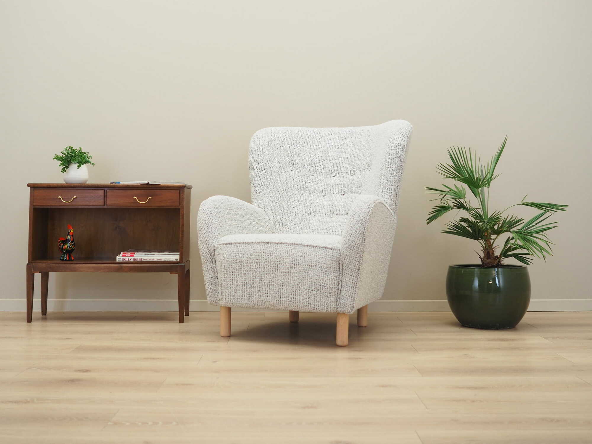 Sessel Textil Holz Weiß 2