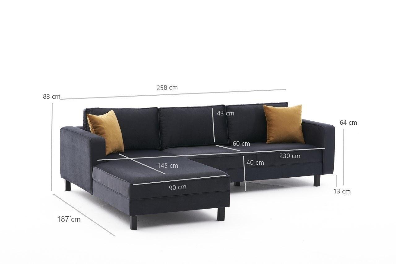 Kale Sofa Récamiere Links Samt Anthrazit 7