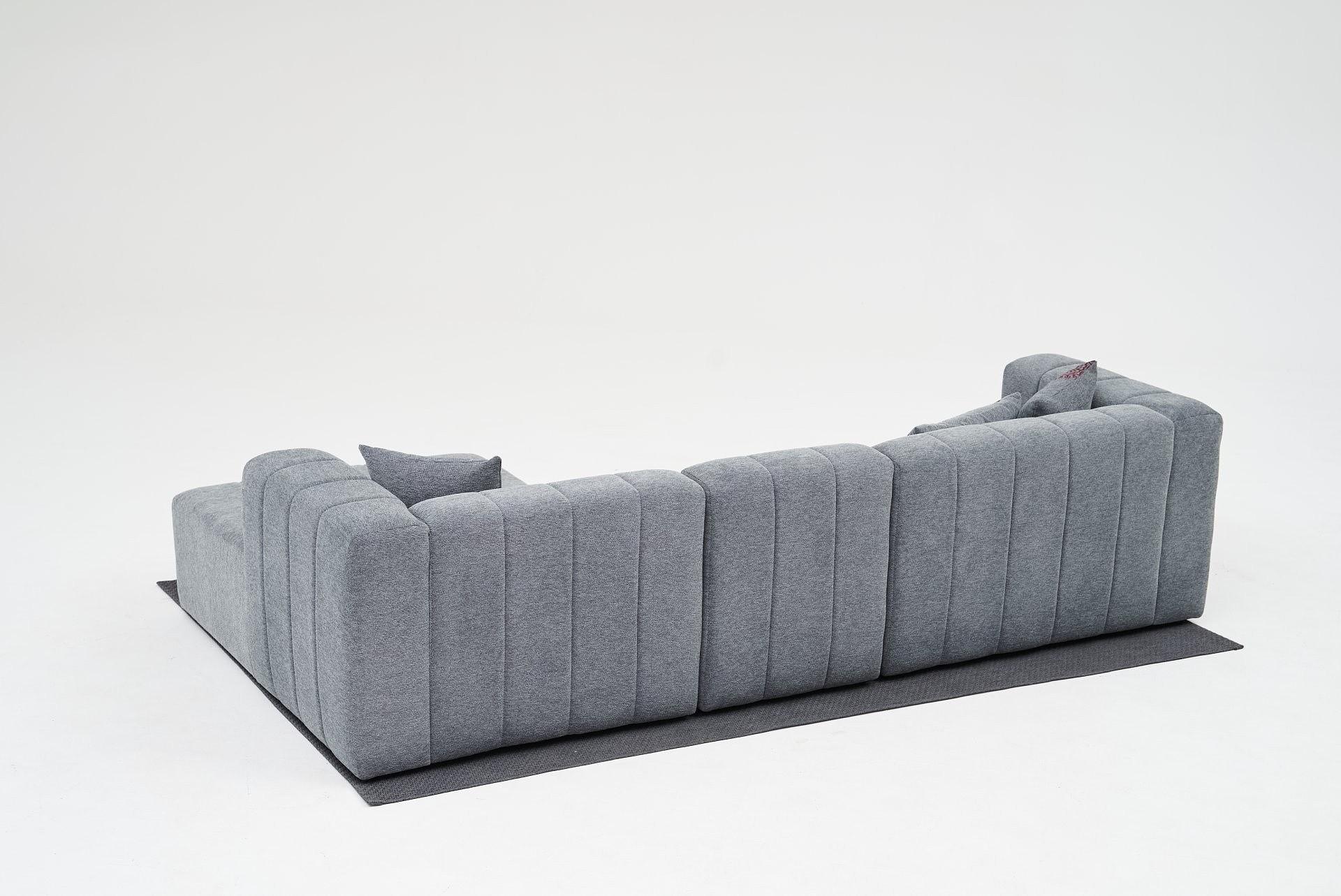 Beyza Sofa Récamiere Rechts mit Hocker Grau 7