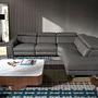 Sofa Chaise Longue Right 6111 with recliner system leather dark grey 0