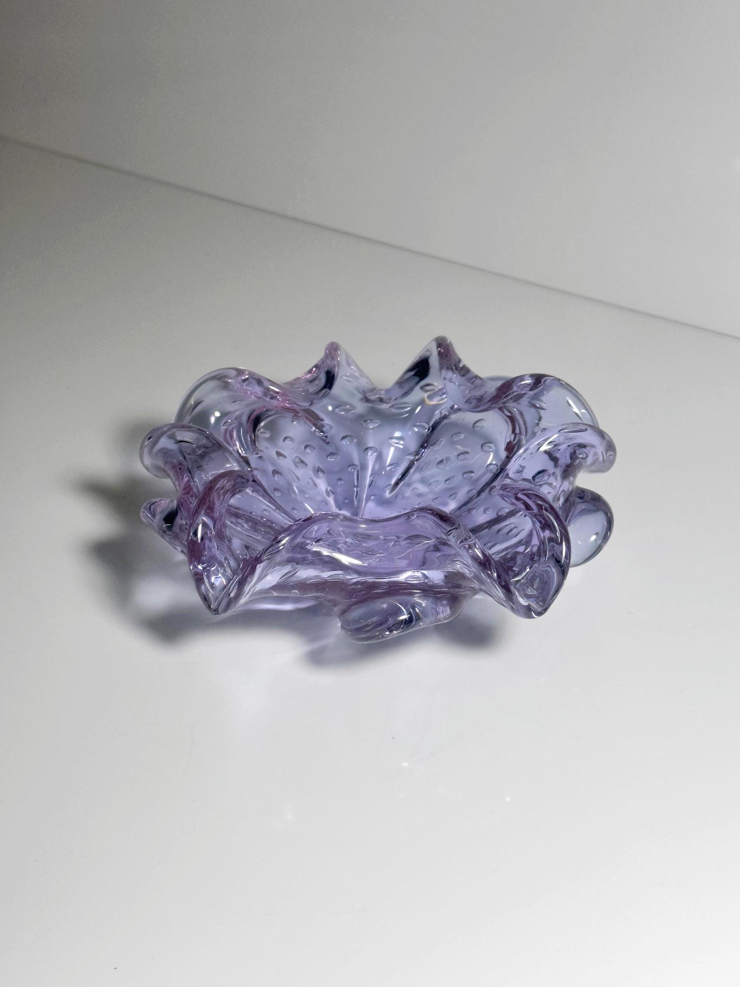 Vintage Ashtray Alexandrite Glass Lilac 50s 5