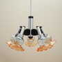 Vintage chandelier glass wood orange 1970s 3