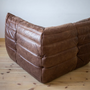 Togo Corner Sofa Pull-Up Leather Walnut Brown 2