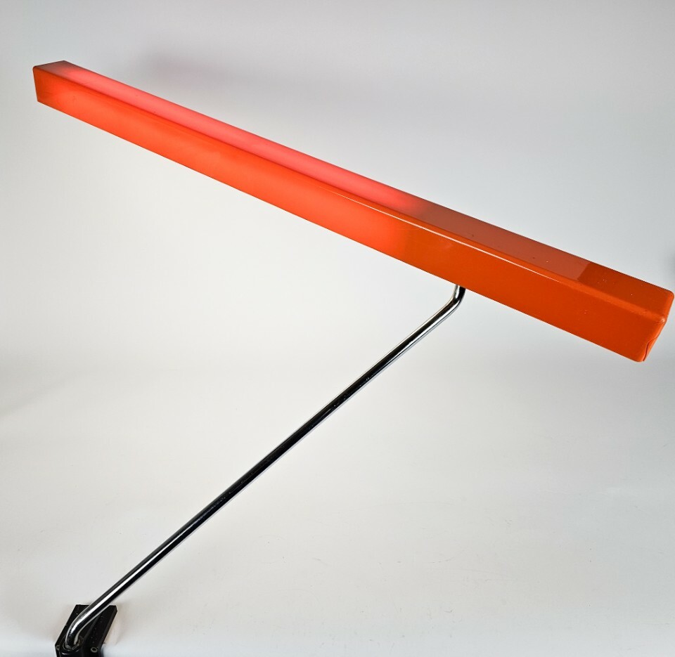 Vintage Lampe Kunststoff Metall Orange 1970er Jahre  3