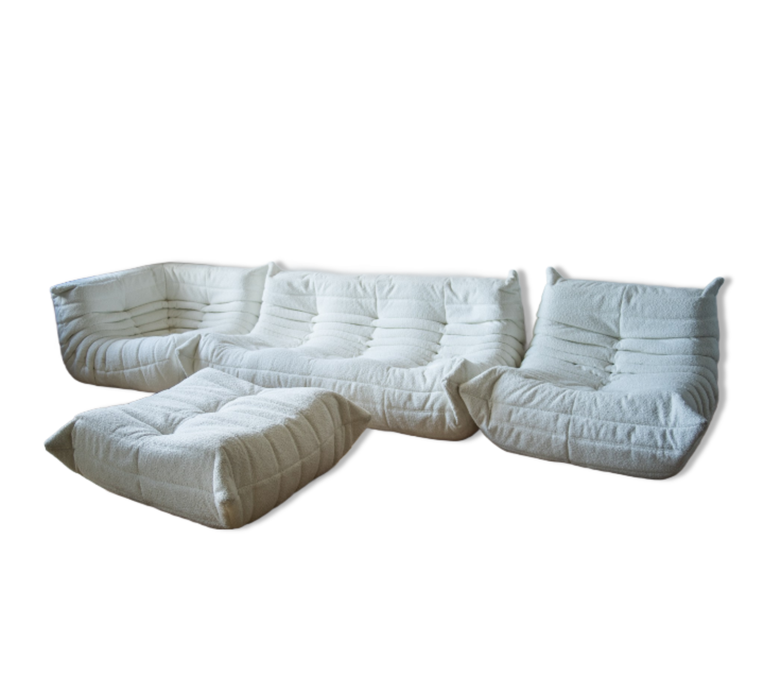 Togo Lounge Set 4 pezzi Bouclé Bianco 0