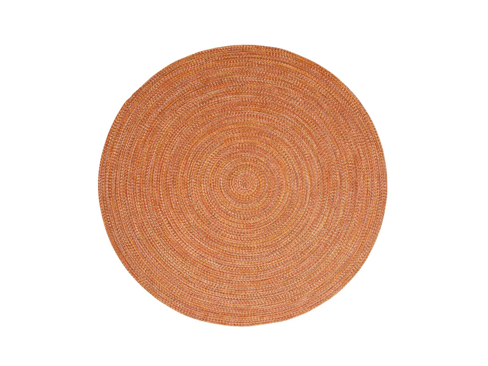 Creu Rug Round Synthetic Orange Terracotta 150x150 cm 0