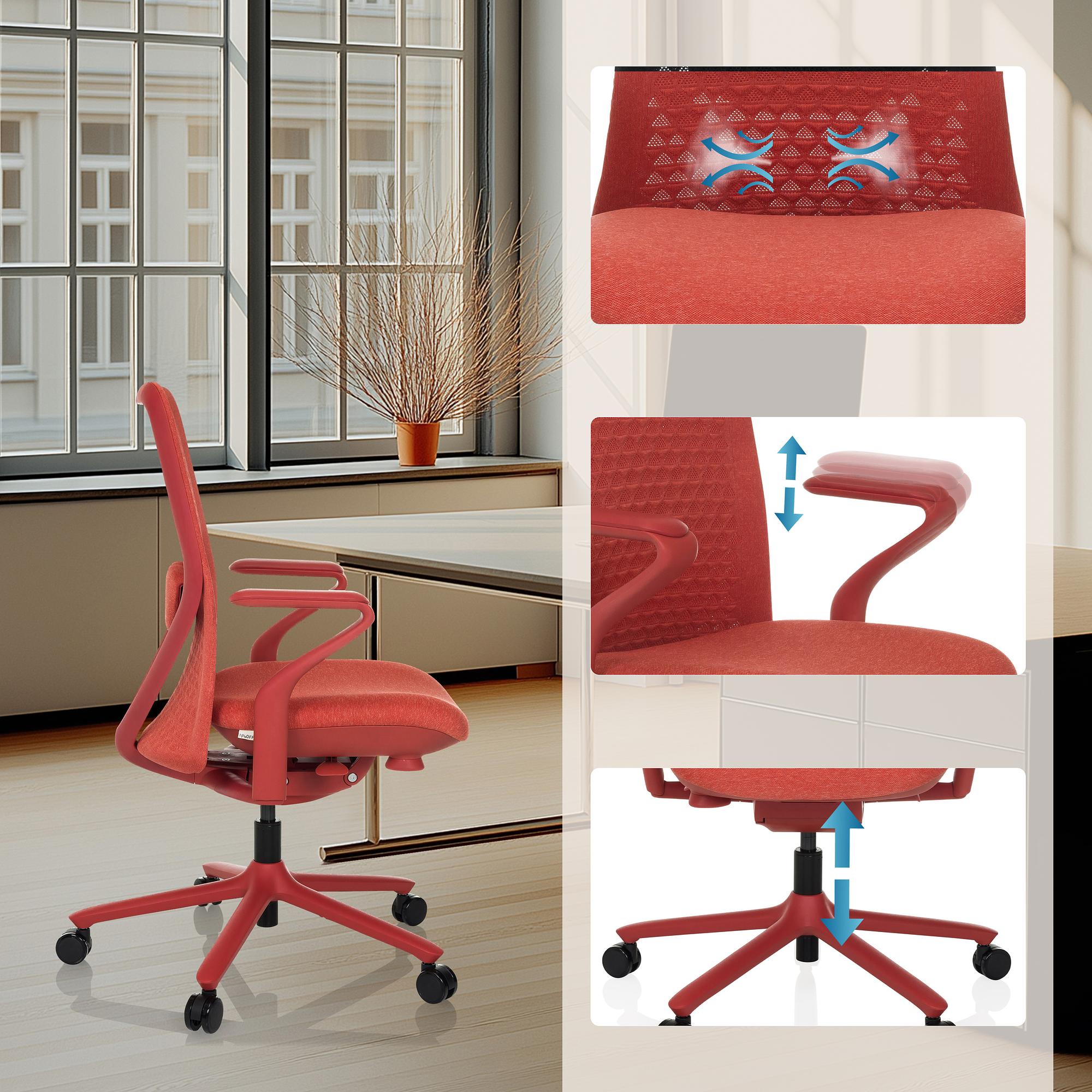 VERVIO Bürostuhl Netzstoff Rot 2