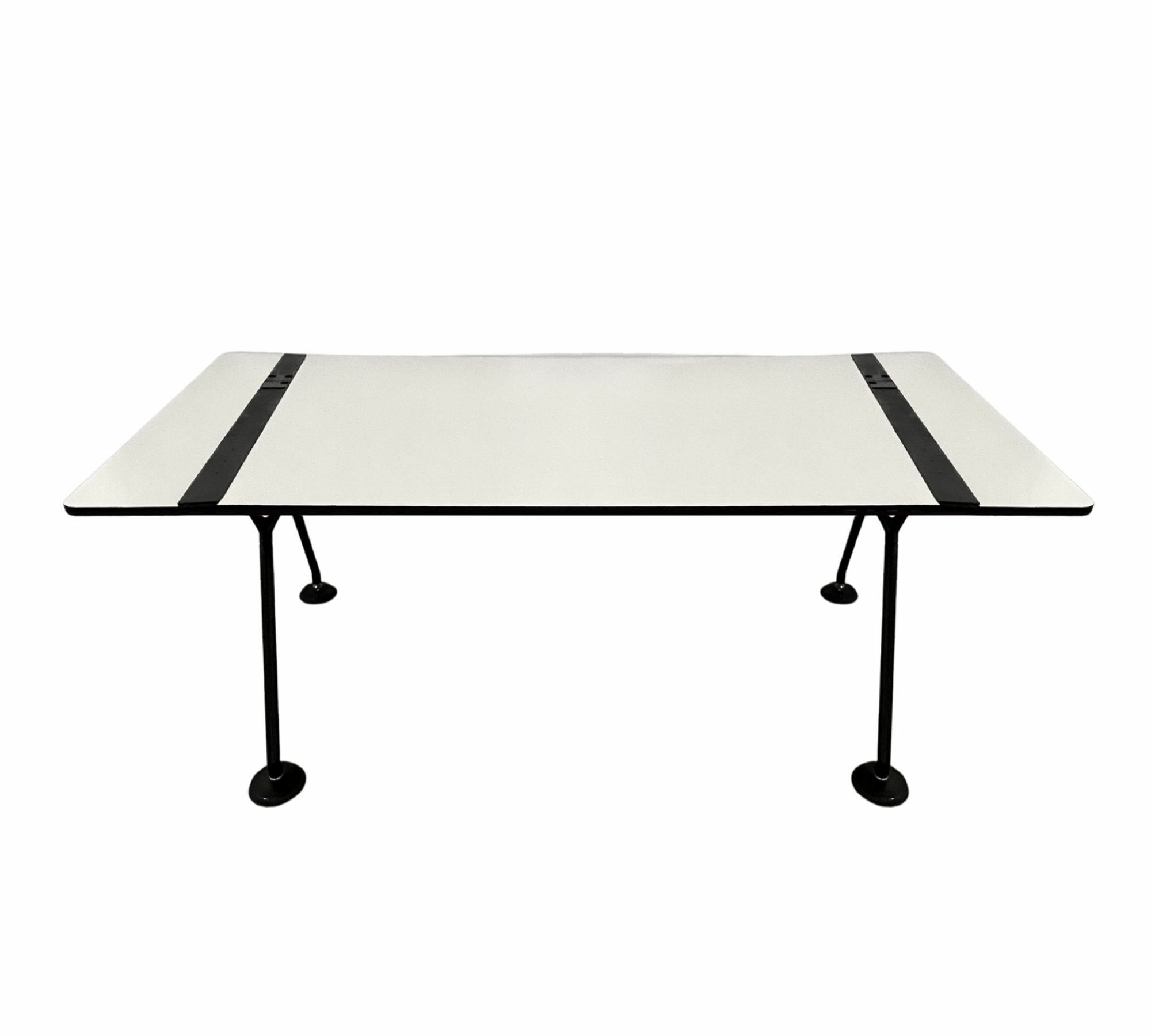Schreibtisch mit Kabelaussparungen Kunststoff Metall Weiß 0