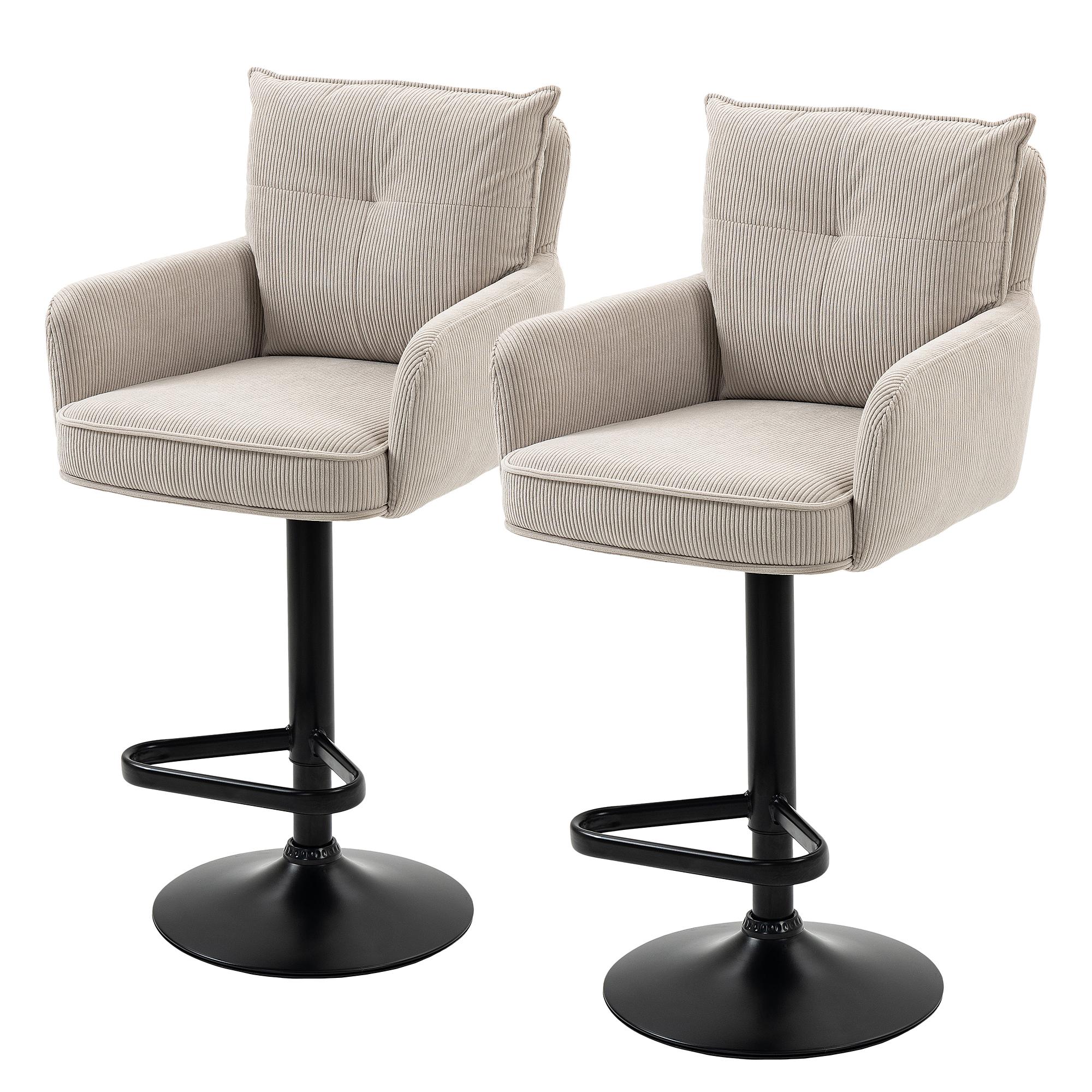 Drehbarer Barstuhl DIDRIP 2er-Set Höhenverstellbar Beige  0